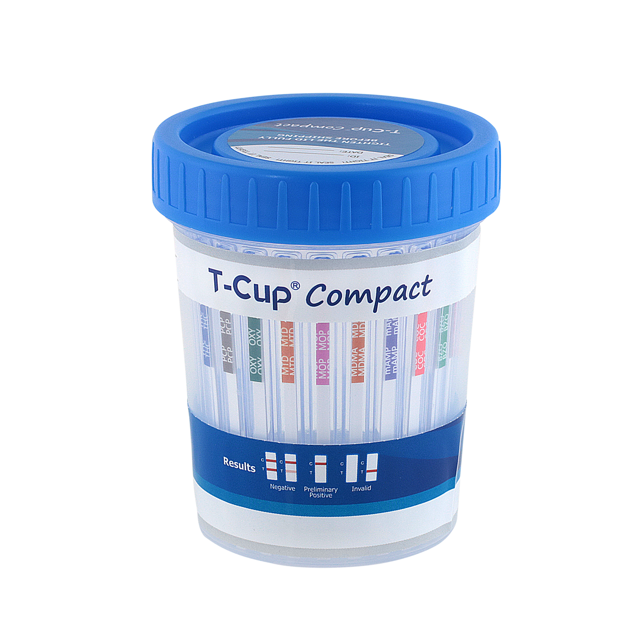 12 Panel T-Cup® Compact Urine Drug Tests (25/Box) (AMP, BAR, BUP, BZO, COC, MDMA, MTD, OPI, OXY, PCP, TCA, THC) CLIA