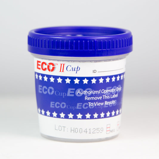 12 Panel ECO II™ Urine Cup Drug Tests (25/Box) + Alcohol (AMP, BAR, BUP, BZO, COC, FEN, K2, MAMP, MOR, OXY, THC, TRA, SG-PH-CR, ETG)