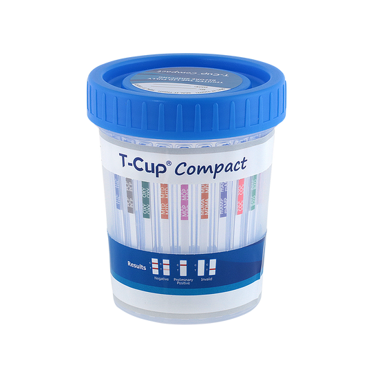 10 Panel T-Cup® Compact Urine Drug Tests (25/Box) (AMP, BUP, BZO, COC, mAMP, MDMA, MOP, MTD, OXY, THC) CLIA