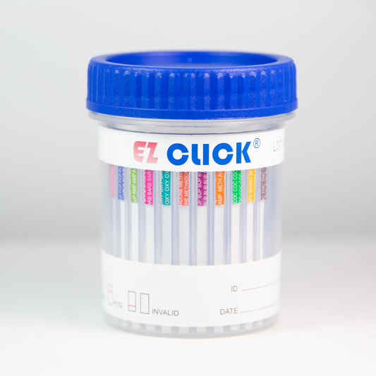 12 Panel EZ Click™ Urine Cup Drug Tests + Ads (25/Box) (AMP, BAR, BUP, BZO, COC, MAMP, MDMA, MOR, MTD, OXY, PCP, THC, PH-SG-OX) CLIA